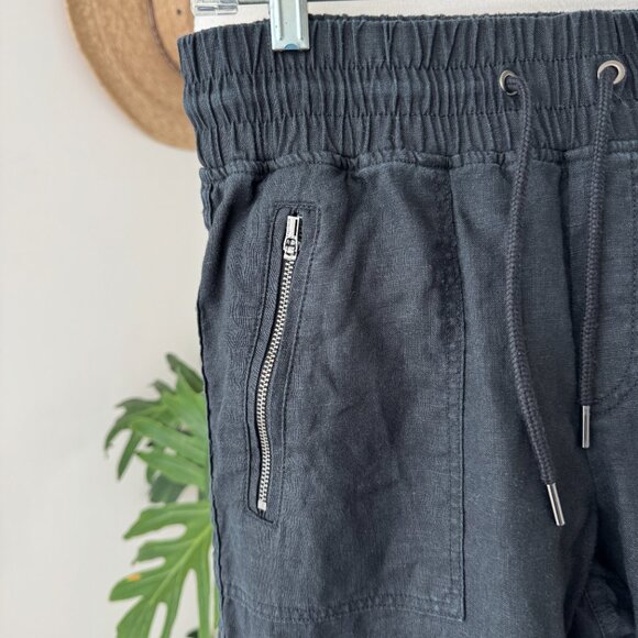 Athleta Cabo Linen Wide Leg Pants Black Drawstring 8 - Picture 3 of 13